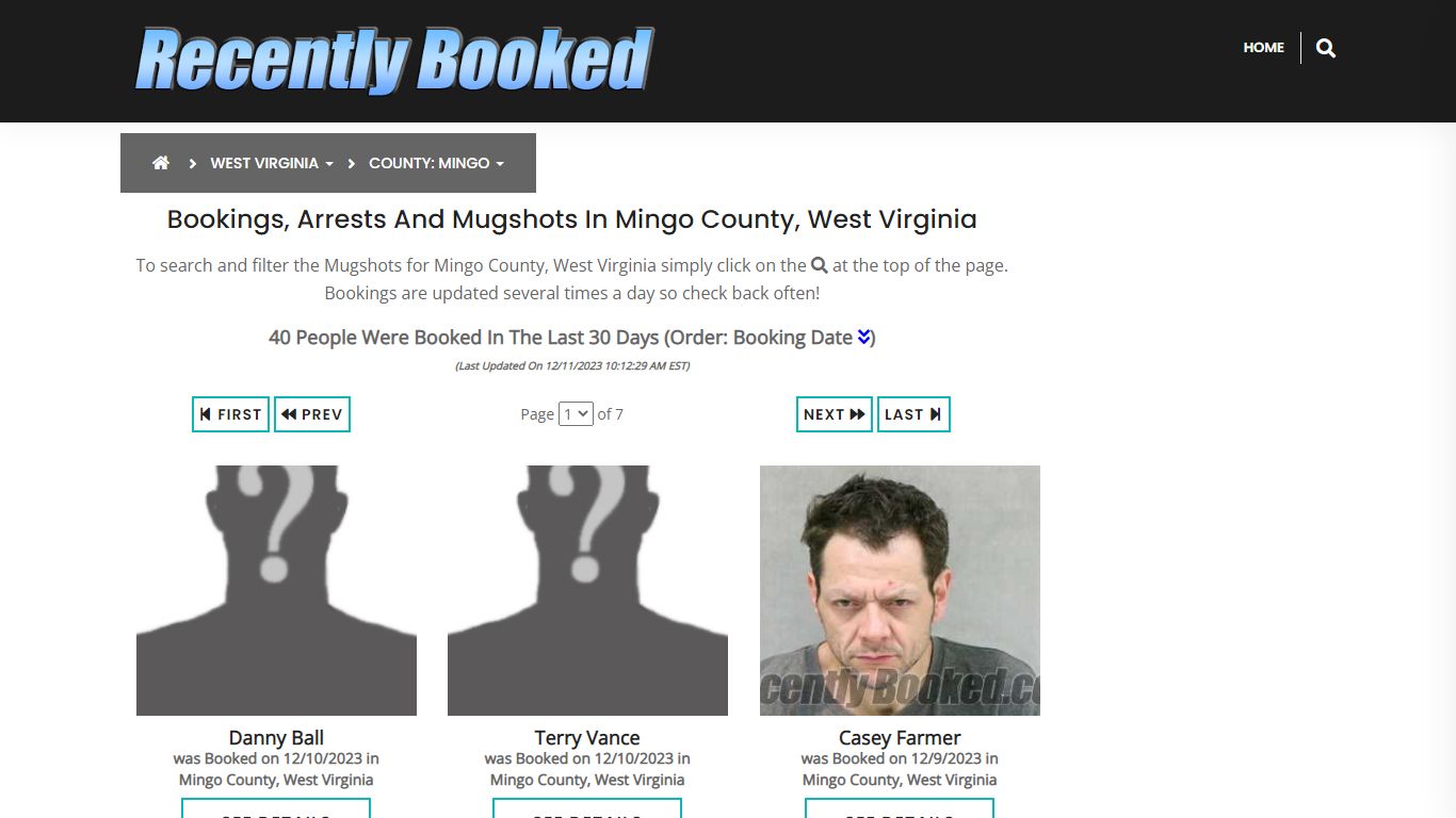 Bookings, Arrests and Mugshots in Mingo County, West Virginia