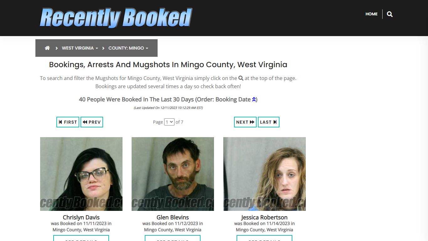 Bookings, Arrests and Mugshots in Mingo County, West Virginia